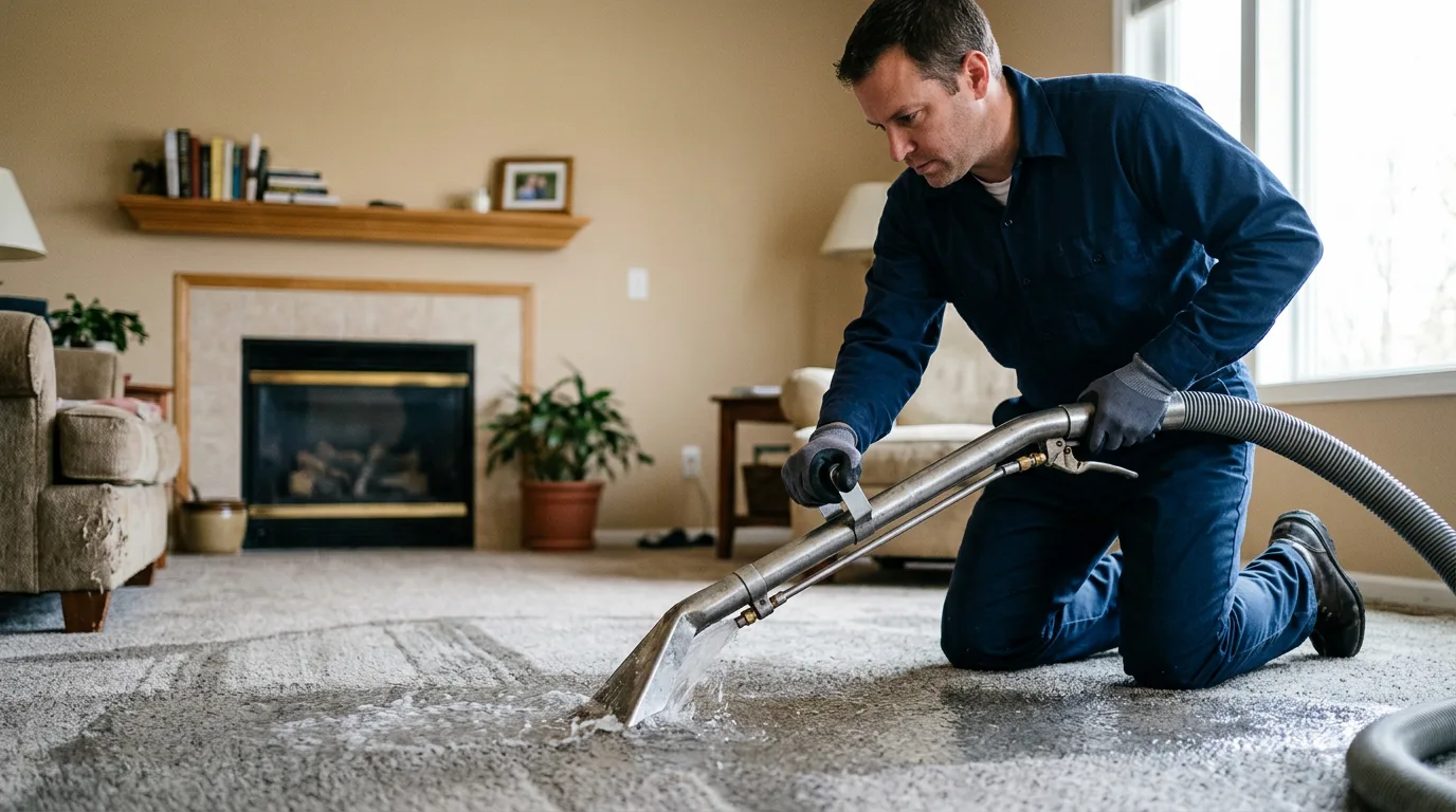 Water damage restoration technician working near Kenilworth, NJ